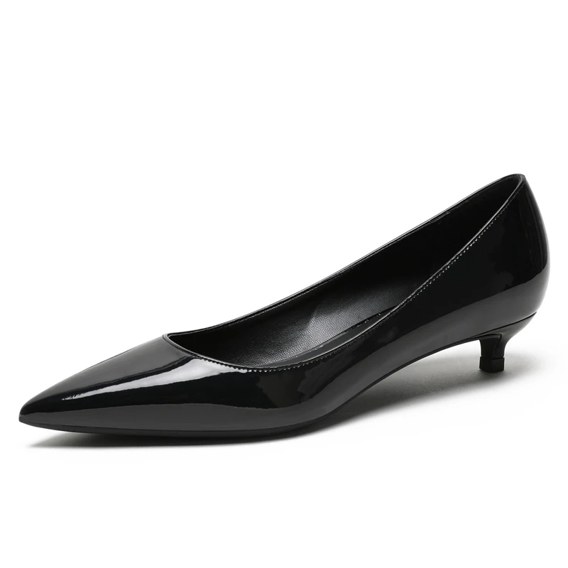 Г., новые женские туфли-лодочки черные женские осенние тонкие туфли из овечьей кожи на низком каблуке 3 см с острым носком женская обувь, E0082 - Цвет: 1