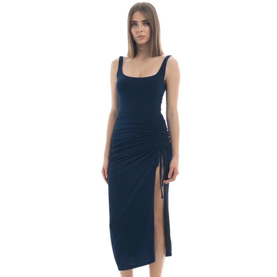 DressBird женское летнее облегающее Бандажное платье сексуальные платья с разрезом