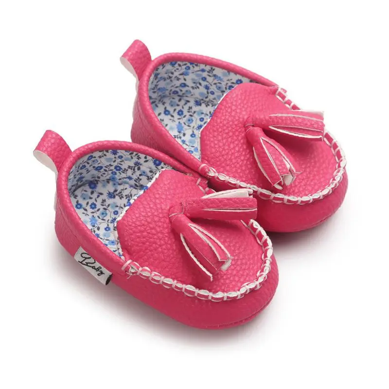 Мокасины; обувь для малышей; обувь для новорожденных; обувь для малышей; обувь для маленьких мальчиков и девочек; кожаная обувь с подвесками и кисточками - Цвет: Rose Red