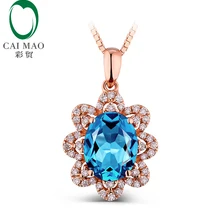 14 k розовое золото натуральный маркиз граненый голубой топаз& 0,23 t алмазные Кулоны Оптом ювелирные изделия