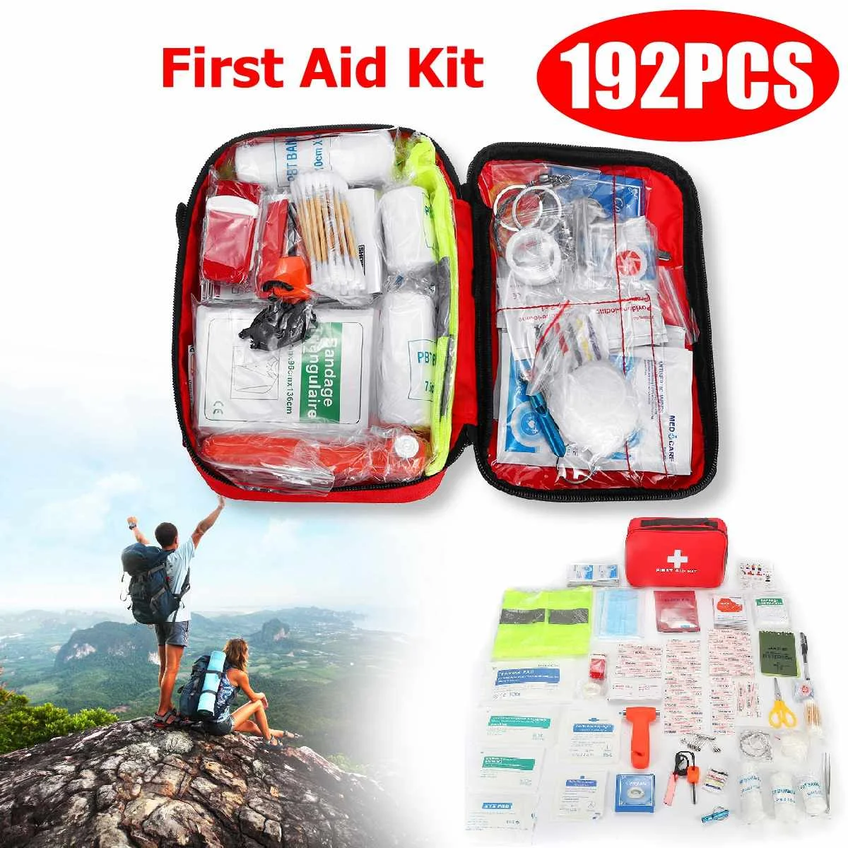 

Mini Outdoor First Aid Kit 40 categories 192Pcs Portable EMergency Kits Travel Package For Medicines Camping Medical Bag