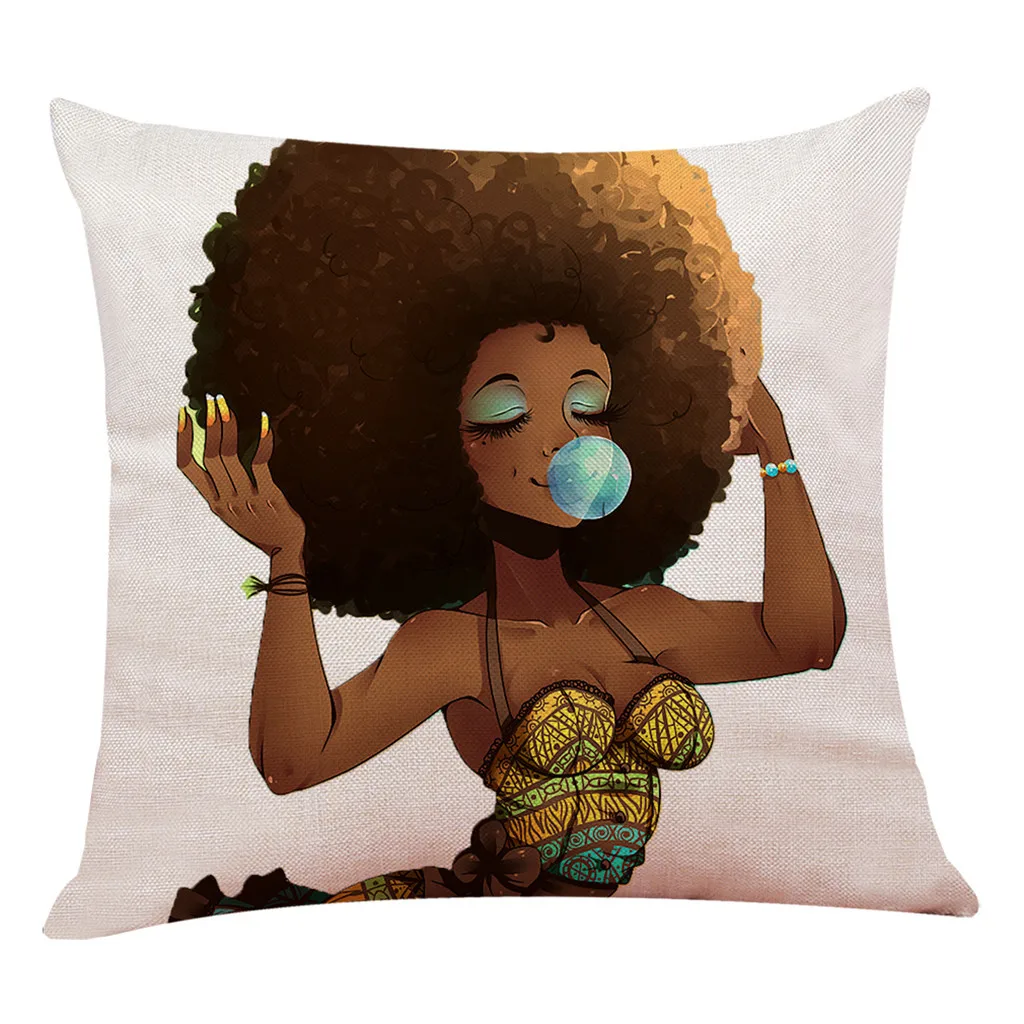 В африканском стиле, для девушек и женщин картина маслом дома арт текстильная печать подушка чехол хлопок Чехол для подушки из льна размером 45*45 см z0605# G30