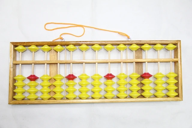 LHQ-HQ Chinese Abacus 13 Column Wood Hanger Big Size Non-Slip Abacus Chinese Soroban Tool in Mathematics Kids Math Education Toy 58Cm 