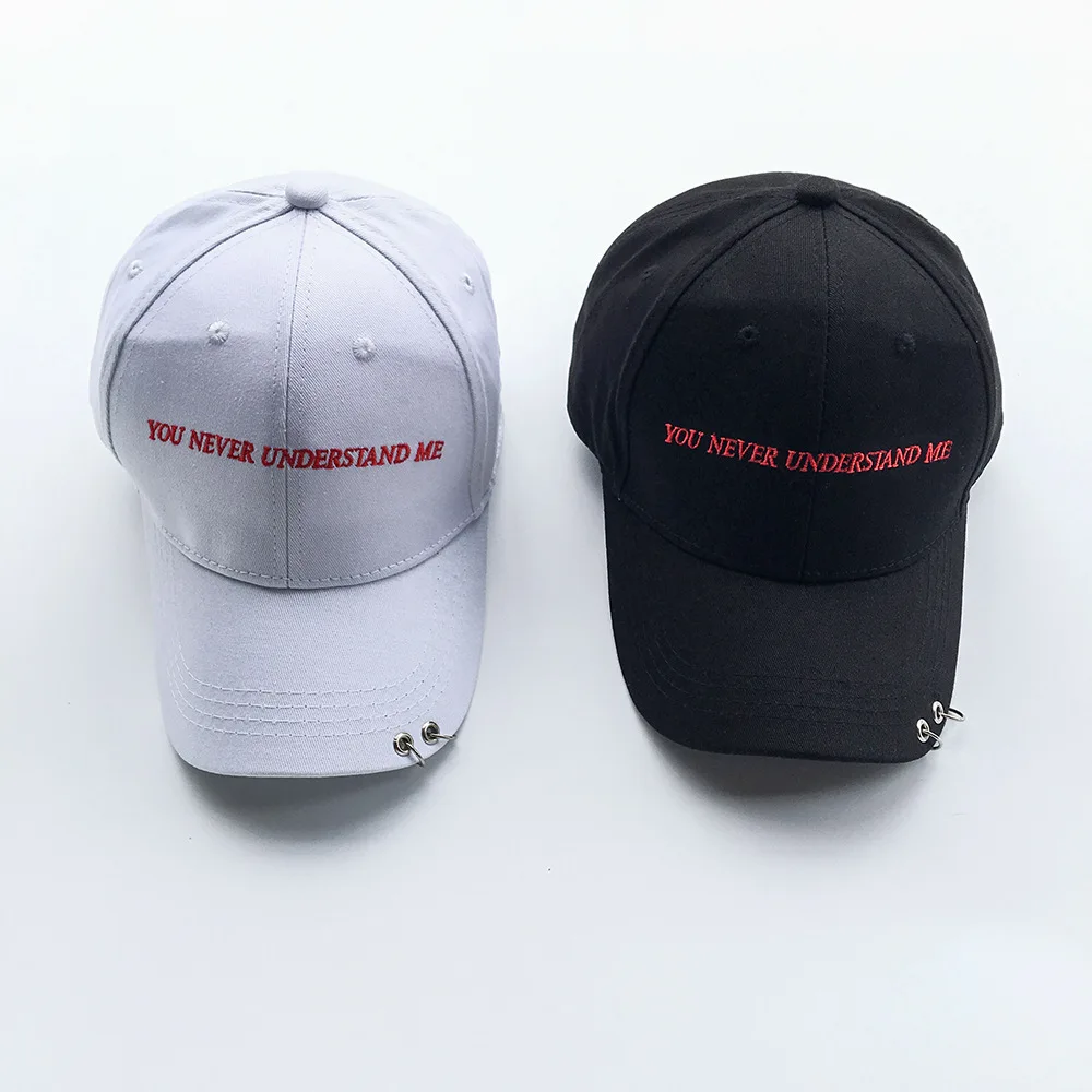 

Korean new red letters embroidered double peaked Cap Baseball Cap hat brim bending couple