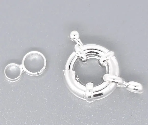 

10 Silver Plated Spring Clasps W/Attachment Rings 25mm