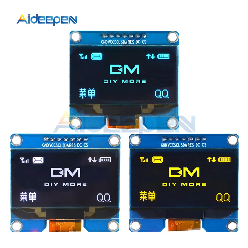 

SSD1309 1.54 inch OLED Display Module 128x64 SPI IIC I2C Interface Yellow/White/Blue OLED Screen Board For Arduino AVR STM32