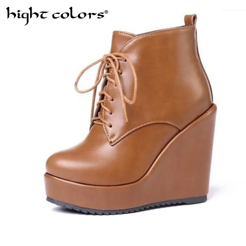 

Heels 11.5cm Winter Women Snow Boots Wedge Bota Feminina Platform Shoes High Top Ankle Boots Ladies black beige brown