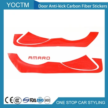 

2Pcs Universal Car Door Anti-Kick Stickers Carbon Fiber For Chevrolet Camaro 2017+ Interior Accessories Car Styling Red/Black