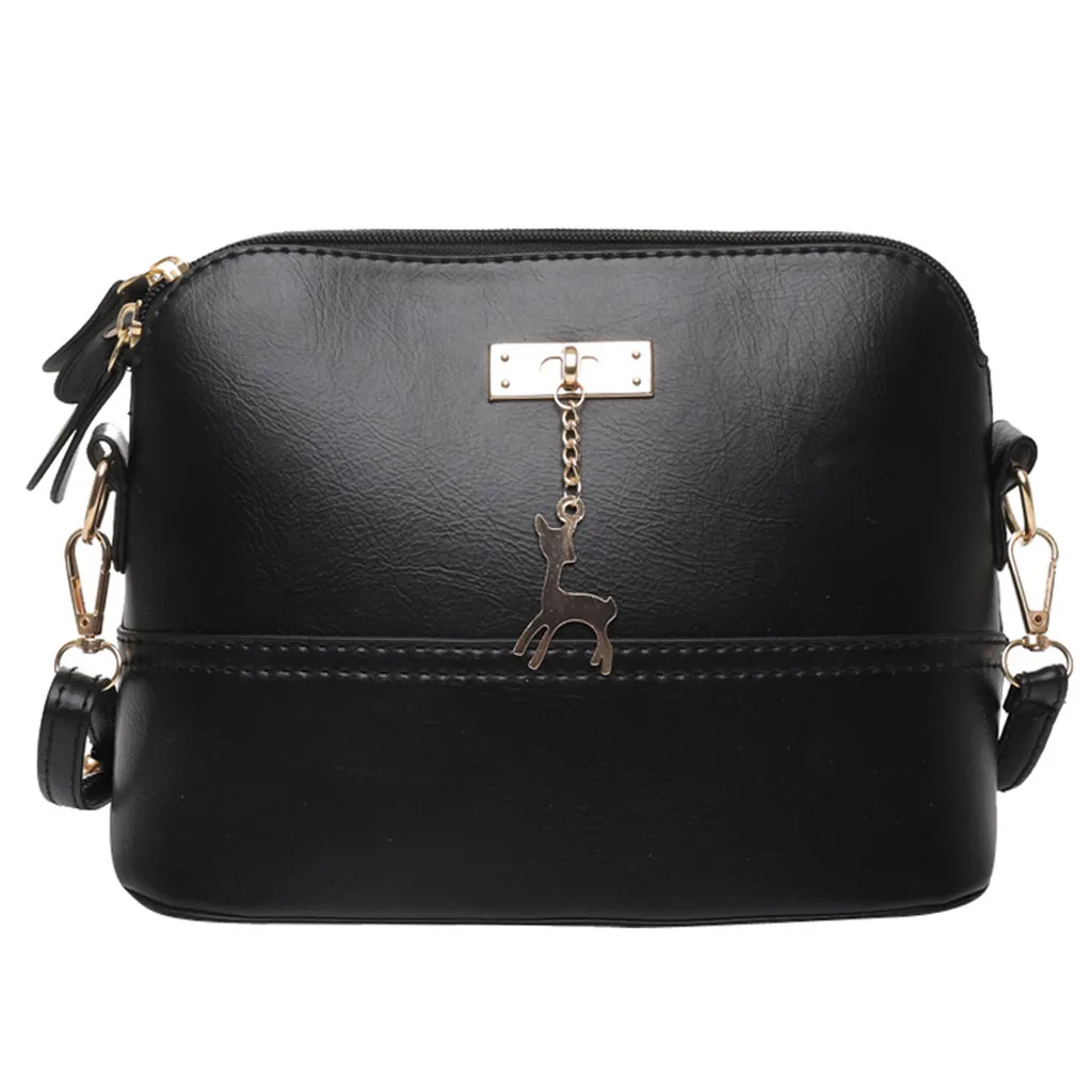 

Womens fashion Leather Cross body Bag Fawn Pendant Shell Shoulder Bag Messenger Bags Cross body Bags bolso mujer A1122
