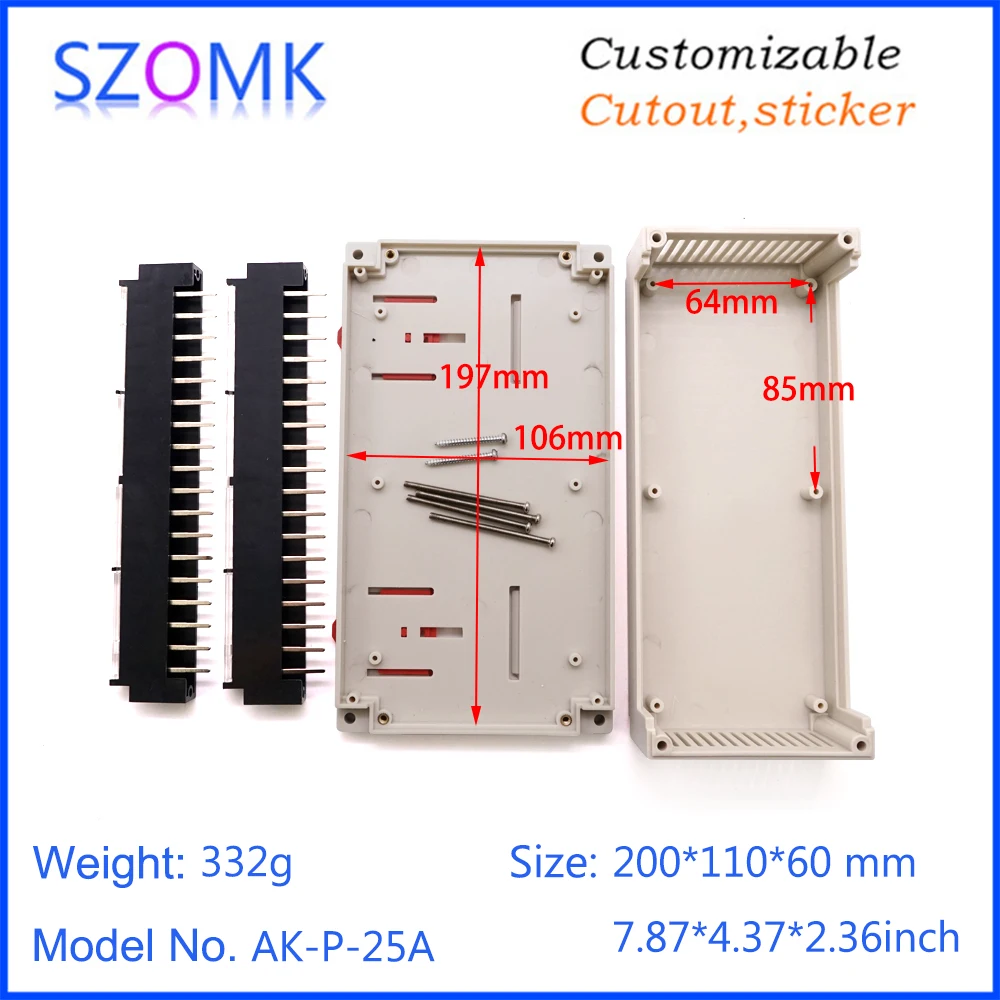 1 шт 200*110*60 мм szomk пластиковый корпус на din-рейку для электроники PCB дизайн релейный корпус пластиковый ящик для инструментов