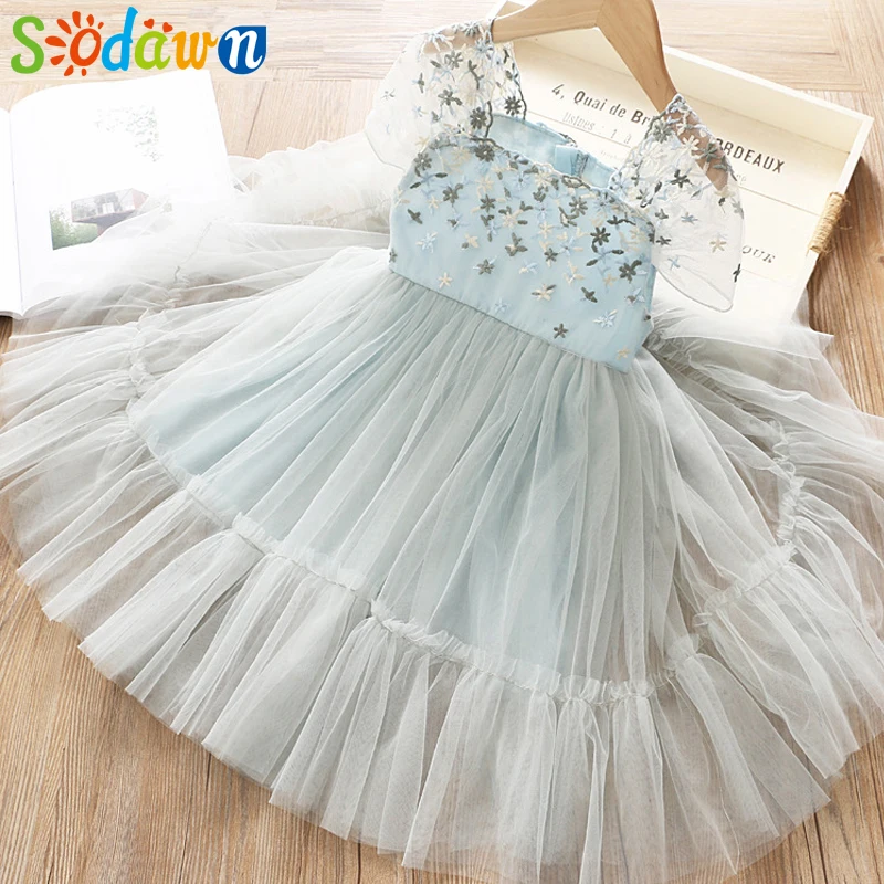 Sodawn/летние платья для девочек; платье принцессы с цветочным рисунком; коллекция года; Милая повседневная детская одежда для девочек; модная детская одежда
