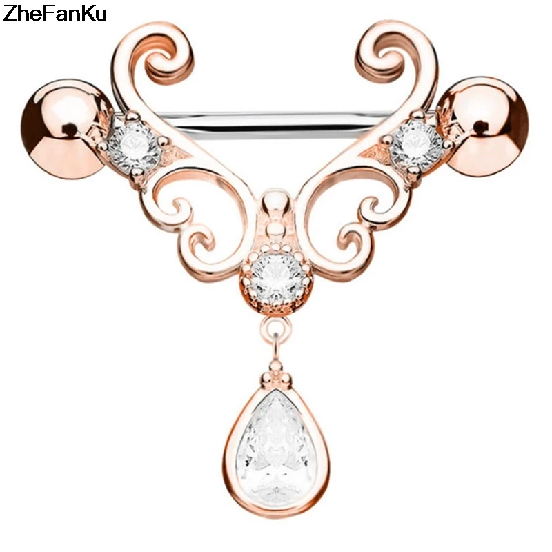 

2PCS Fashion Water Drop Pendant Nipple Ring Nipple Nailzircon Dangle Nipple Piercing Shields Bars Nipple Ring Jewelry