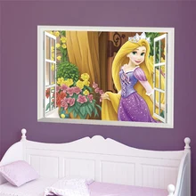 Рапунцель принцесса 3d наклейки на окна для украшения дома сделай сам детская комната настенные фрески художественные девичьи наклейки Мультяшные киноплакаты