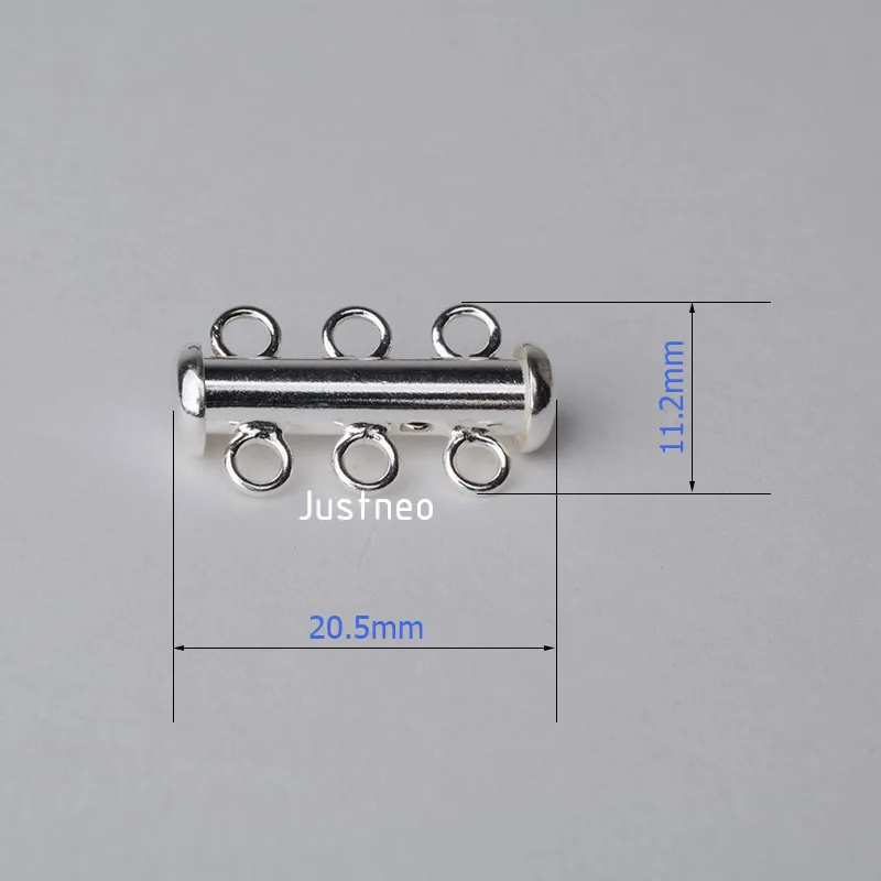 Sterling Silver Clasp 3-Strand Tube Clasp (5)