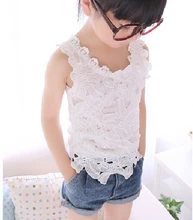 Children’s girl summer blouse lace crochet Casual Sleeveless Slim Blouse Tank Tops Shoulder Straps Kids Blouses