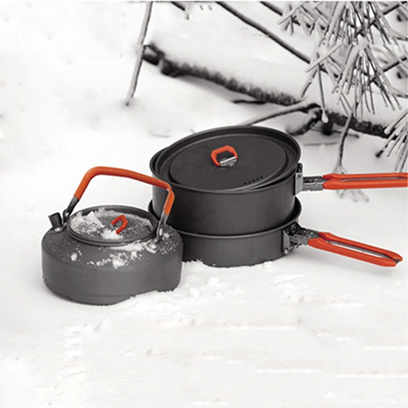 Fiesta 2 fuego Arce 3in1 cocina al aire libre Utensilios de cocina camping picnic pot Sets para 2-3 personas 686G alta grado de aluminio envío gratis