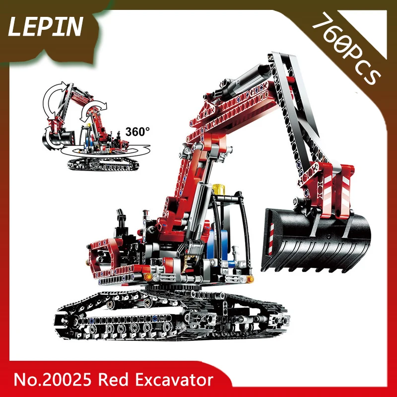 

20025 760Pcs Technic Series Red Excavator Model Building Blocks set Bricks Toys Compatible with Legoings