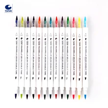 STA 14 шт 28 цветов Водорастворимая акварель краска маркер двойная головка художественный дизайн Рисование кисть манга набор