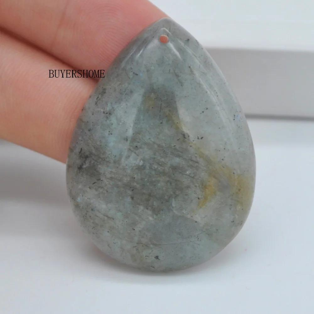 

New 40x30MM Natural Stone Gray Labradorite Teardrop Pendant 1Pcs K208