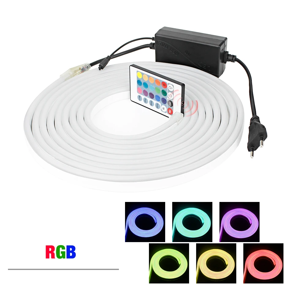 cheap EU Plug Soft Flexible LED Neon Lights Strip Ribbon 220V RGB LED Strip Light Waterproof 120 Leds m SMD2835 Tape Led Stripe