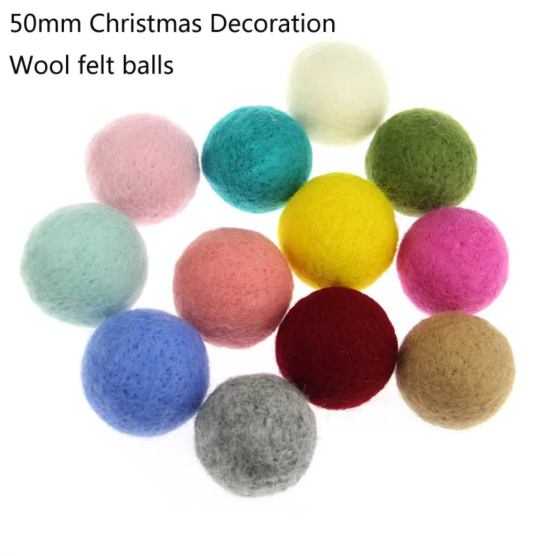 

10pcs/lot Round Wool Felt Balls Christmas Decorations Home Xmas Tree Balls Party Wedding Hanging Ornaments 50mm
