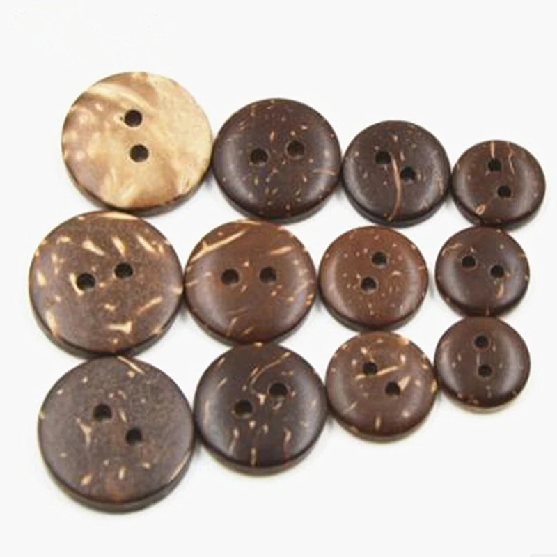 천연 코코넛 쉘 버튼, 2 홀 버튼, 재봉 액세서리, 아동복, 가디건, 소파, 1 로트 = 30PC
