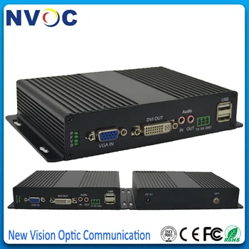 

VGA Fiber Extender Over Fiber Optic Transmitter and Receiver 1920x1080@60Hz Analog 3.5mm Bi-Directional Stereo Audio+1.0 USB