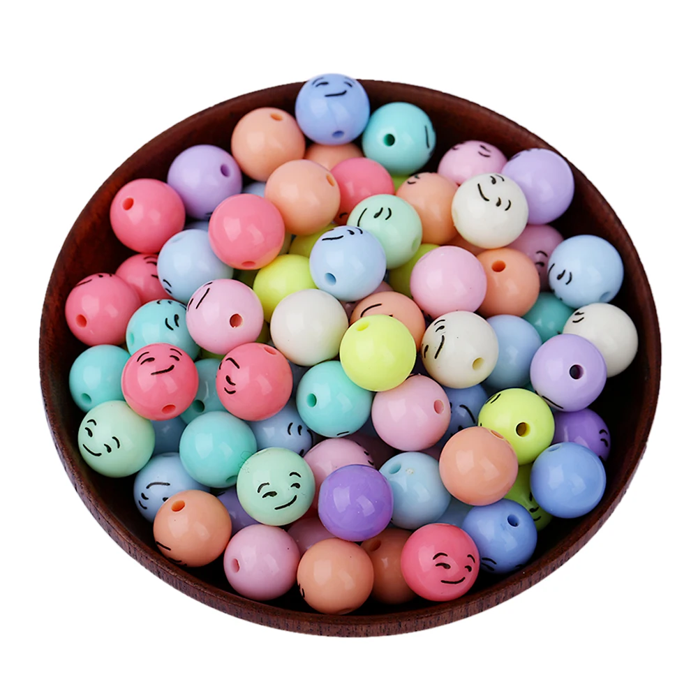 13MM DIY Accessories Acrylic Beads 40pcs/lot Smile Pattern European