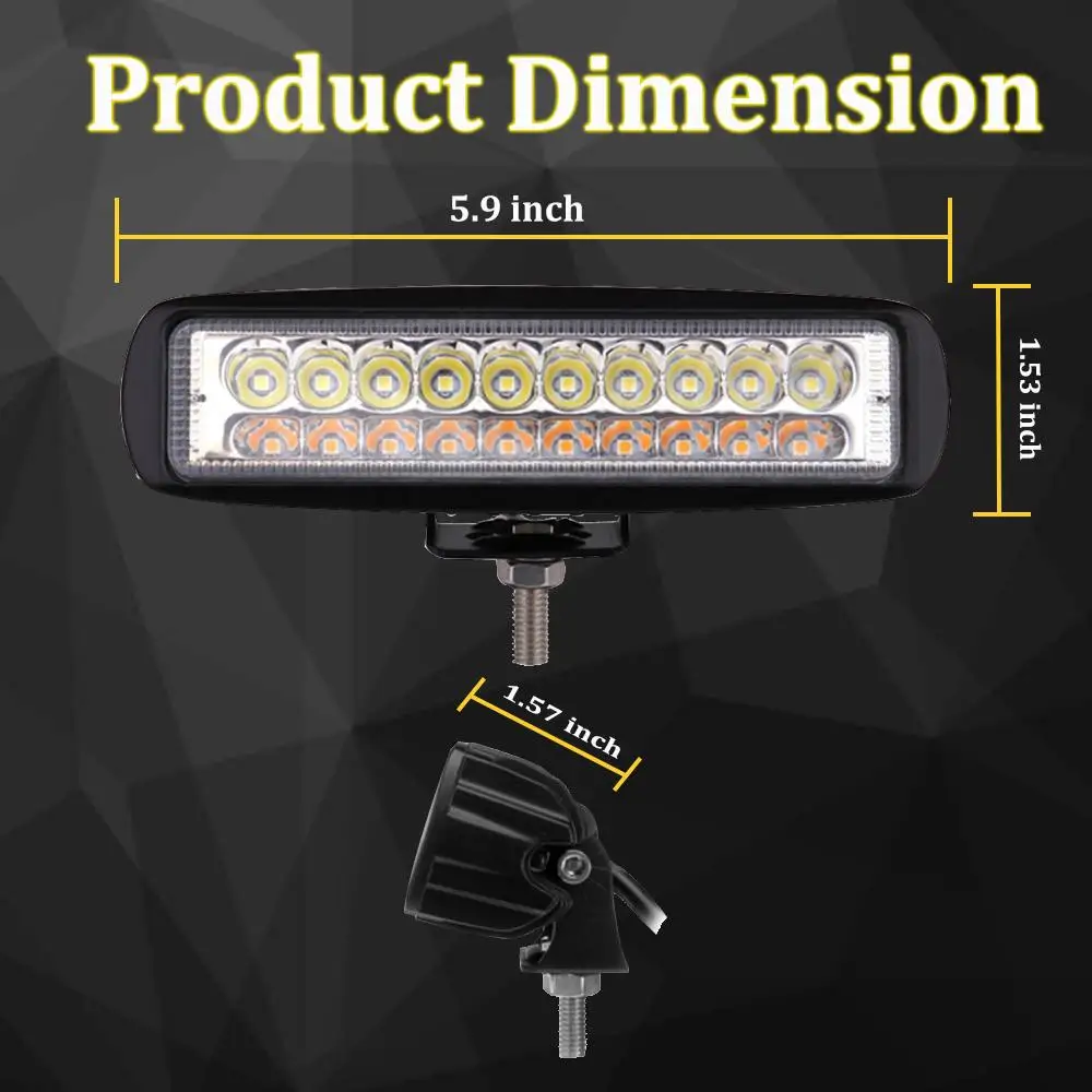 

6 Inch 20 Led Dual Color 60W Led Light Bar Driving Fog Spot Lights or Pickup Trucks ATV UTV SUV Boat z90
