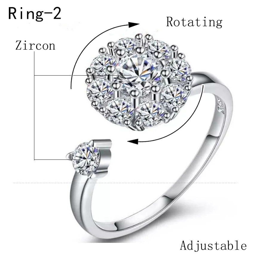 ЦИРКОНИЕВЫЕ обручальные кольца для женщин, серебро, золото, цвет, вращающийся, женские обручальные кольца, anel, австрийские кристаллы, ювелирные изделия, регулируемые