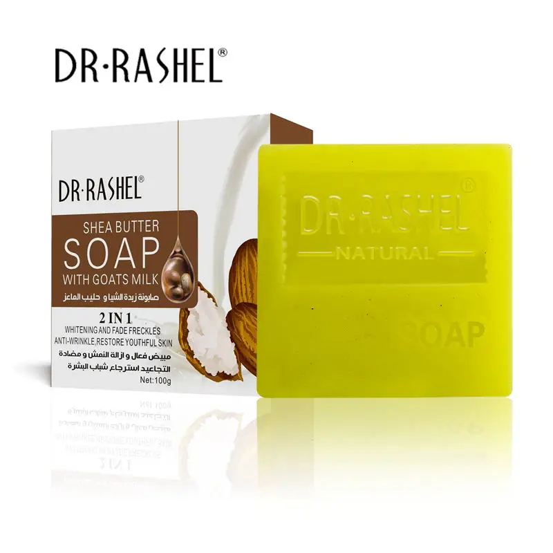 

DR.RASHEL Shea Butter Face Soap with Goat Milk Whitening Fade Freckles Anti Wrinkle Facial Cleanser 100g