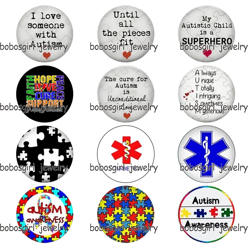 The cure for аутизм is безусловный RN Love glass snap button photo Round кабошон flat back Gl6013|cure|charm glassglass