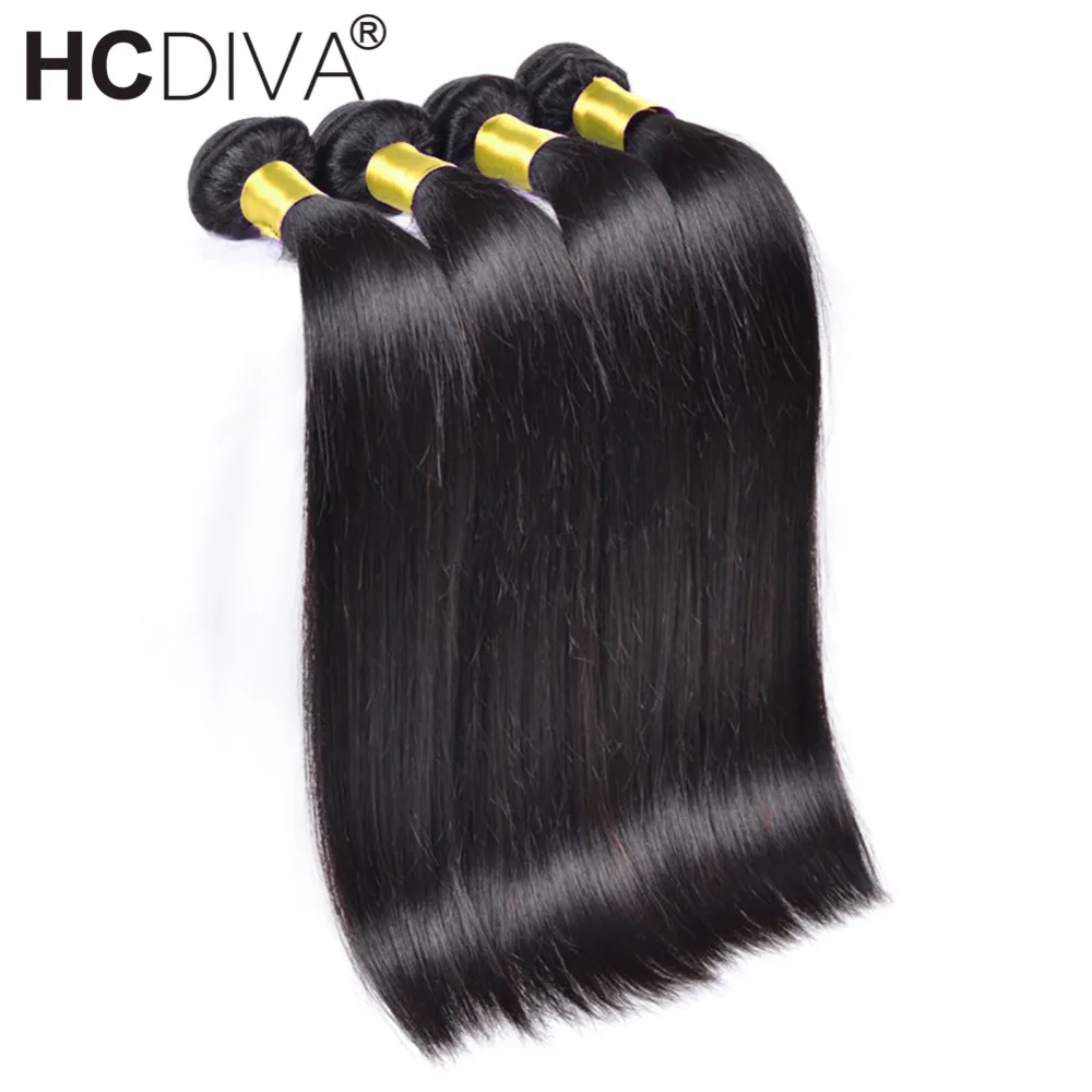 Бразильские Прямые Натуральные Волосы 4 Связки Remy натуральные волосы расширение 8--30 дюймов натуральный черный пучки волос для женщин HCDIVA