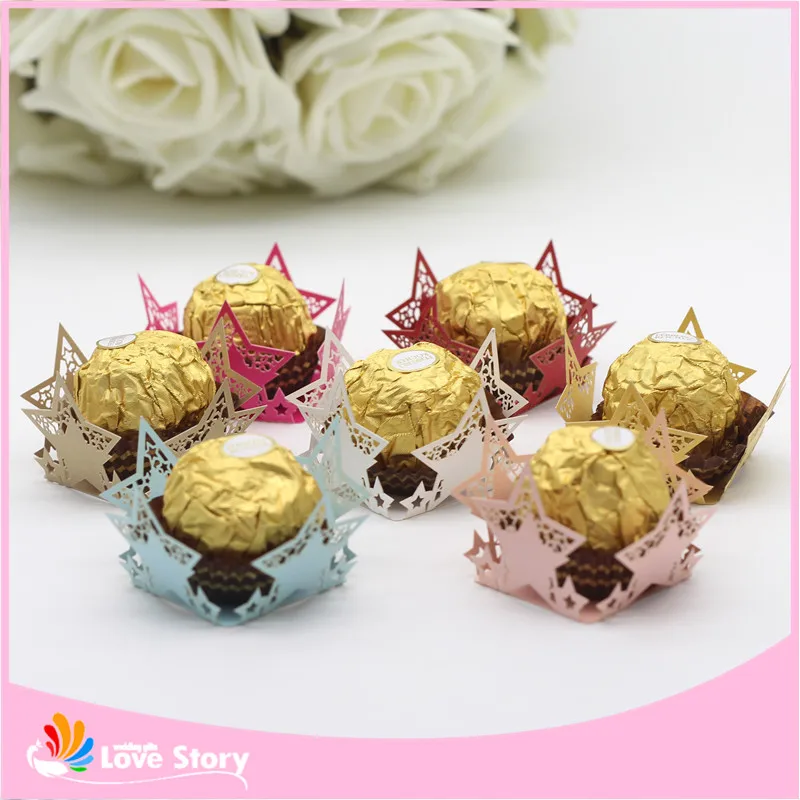 50 шт. Lucky Stars лазерная резка Бумага candy bar шоколад упаковки шоколада День рождения