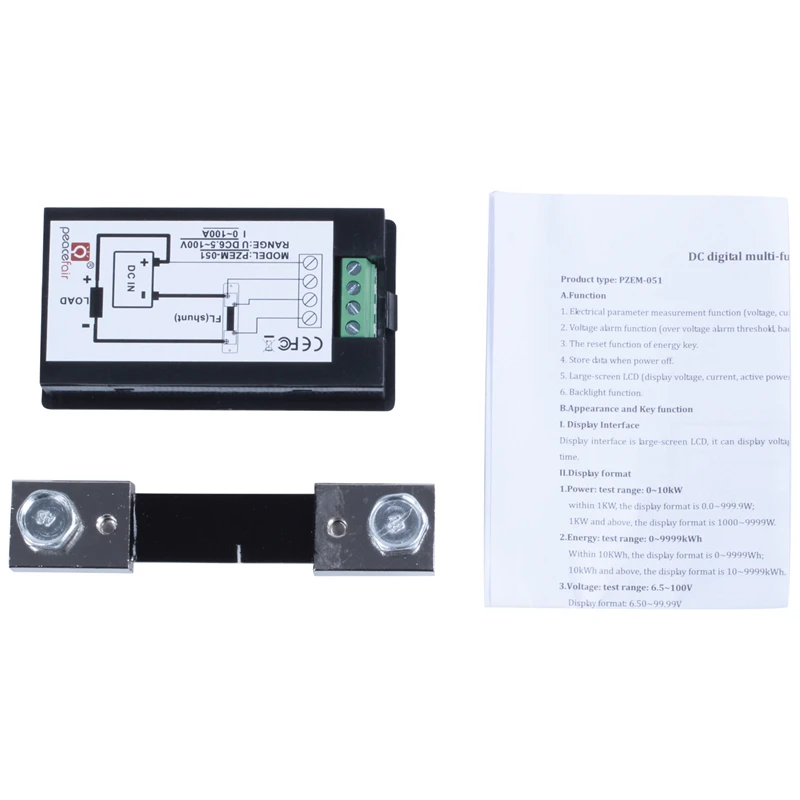 DC 6,5-100 V 0-100A ЖК-цифровой дисплей амперметра вольтметр мультиметр вольт ватт Мощность счетчик энергии синий с 100A/75mV шунт