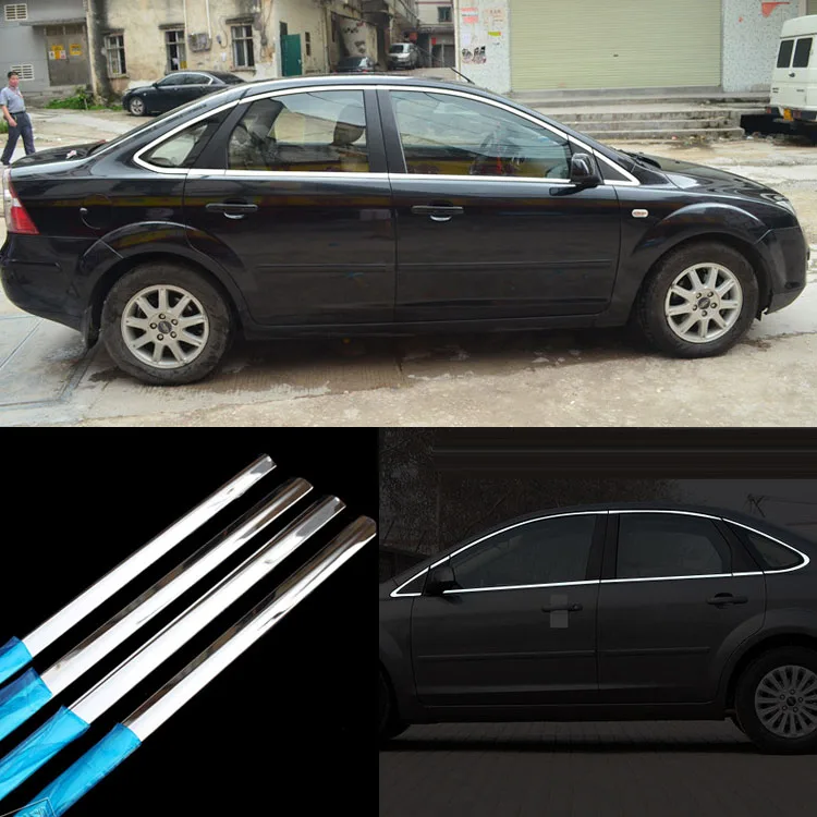 

16pcs Stainless Steel Door Window Frame Sill Molding Trim For Ford Focus Sedan