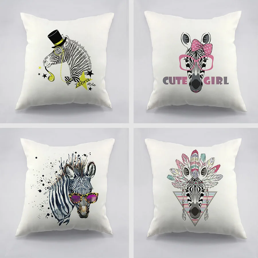 Zebra Artist Fashion Design Printed Cushion Cover For Sofa