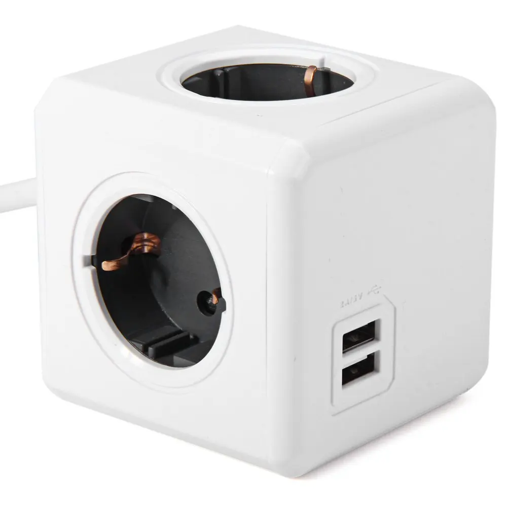 Розетка Allocacoc PowerCube с 4 розетками двойной USB адаптер кабелем 150 см/300 см|powercube
