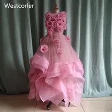 Красивые светло-фиолетовые платья с цветочным узором для девочек на свадьбу цветок ручной работы украшение шеи длина до пола маленькая девочка паж платье