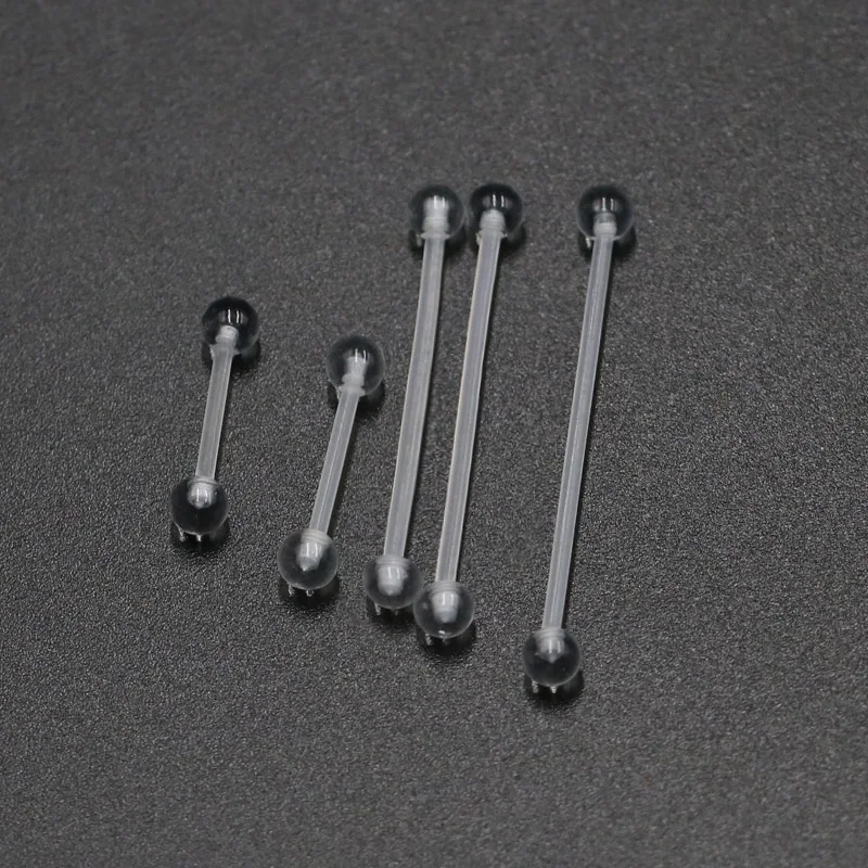 

10pcs tongue nail ear bone nail barbell bar tongue ring transparent and pure color body decoration for men and women Bioflex