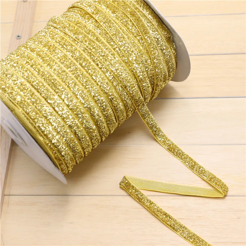 Buy 3/8"10mm Sparkle Glitter Velvet Ribbon Gold