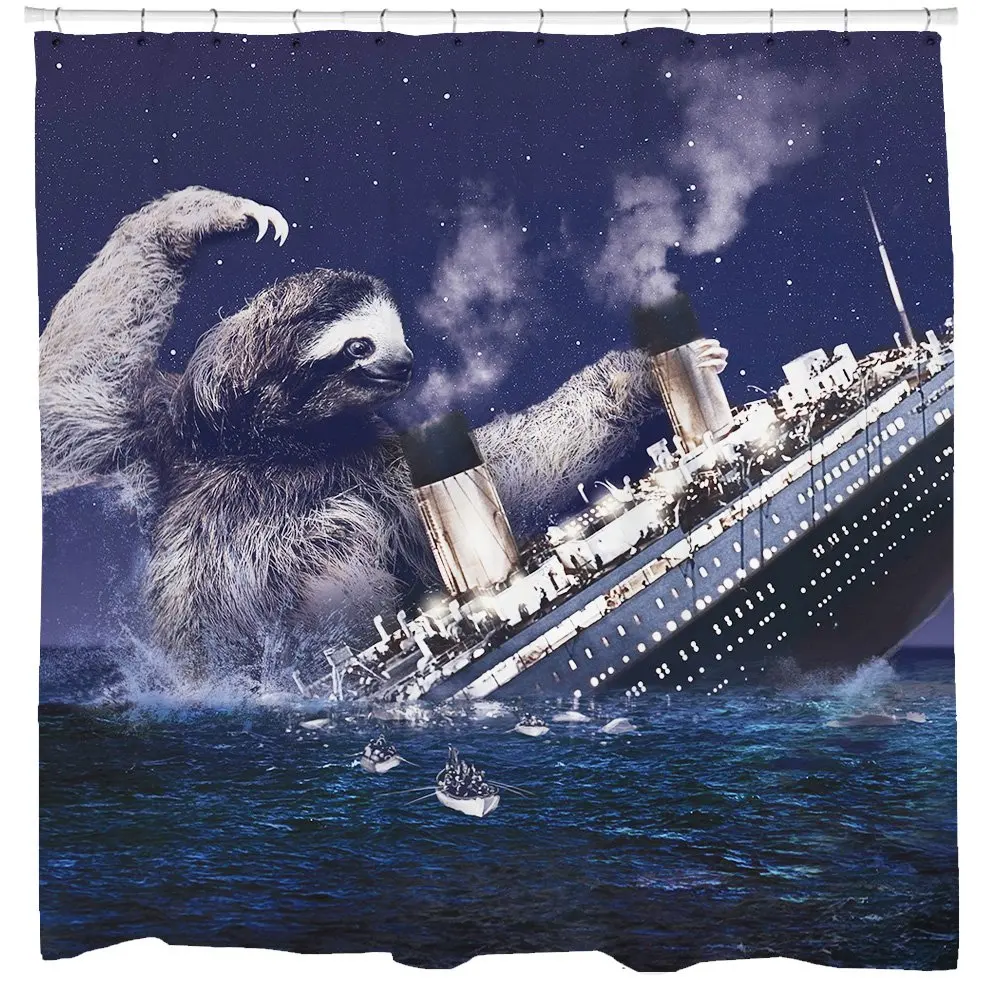 Sloth Shower Curtain Funny Shower Curtain Titanic Bathroom Nautical Decor Titanic Gifts Surreal Bathroom Decor Unique Home Ideas
