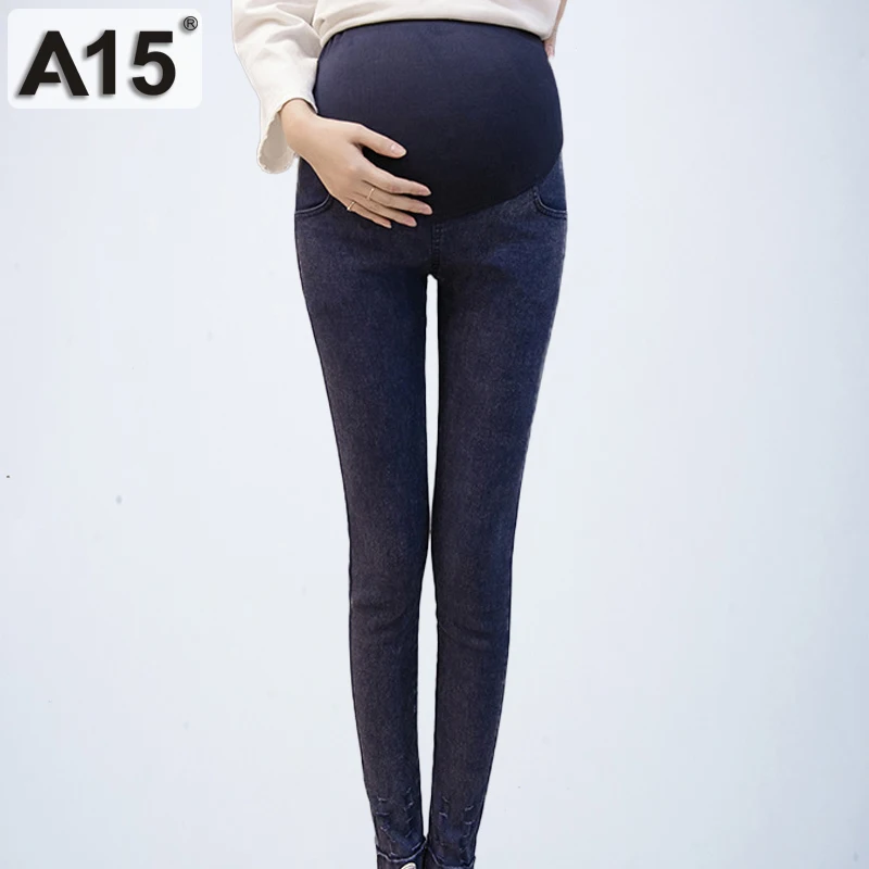

A15 Abdominal Pregnancy Pants Maternity Clothes For Pregnant Women Trousers Denim Jeans Elastic Waist Stretch Maternity Leggings