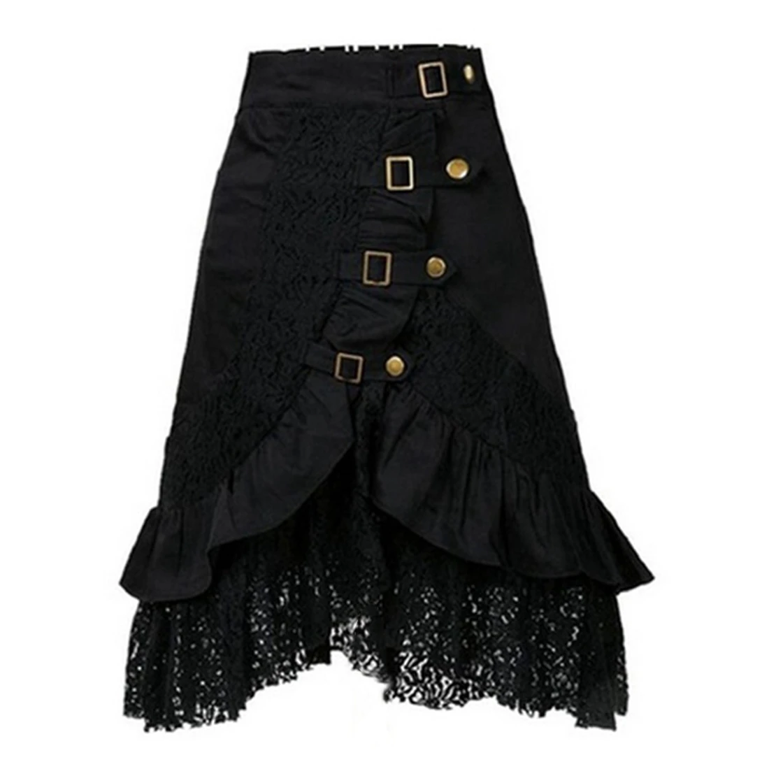 Женская Черная кружевная юбка-трапеция в стиле панк-рок юбка в готическом стиле Hipp Клубная одежда до середины икры винтажная одежда в стиле