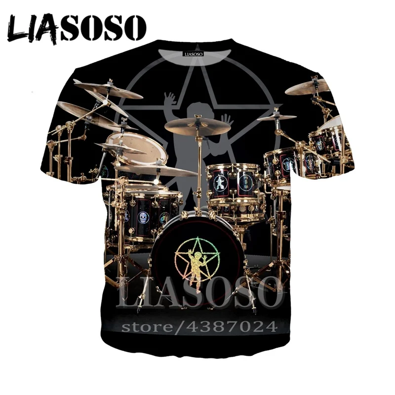 LIASOSO модная футболка 3d принт барабанная установка Топ Костюм Рок t Мужчины wo Мужская Уличная одежда с мотивами из аниме футболка Harajuku рубашки с коротким рукавом E350 - Цвет: 10