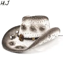 Ручная работа тканая женская мужская соломенная западная ковбойская шляпа с модным поясом 5 Stlye