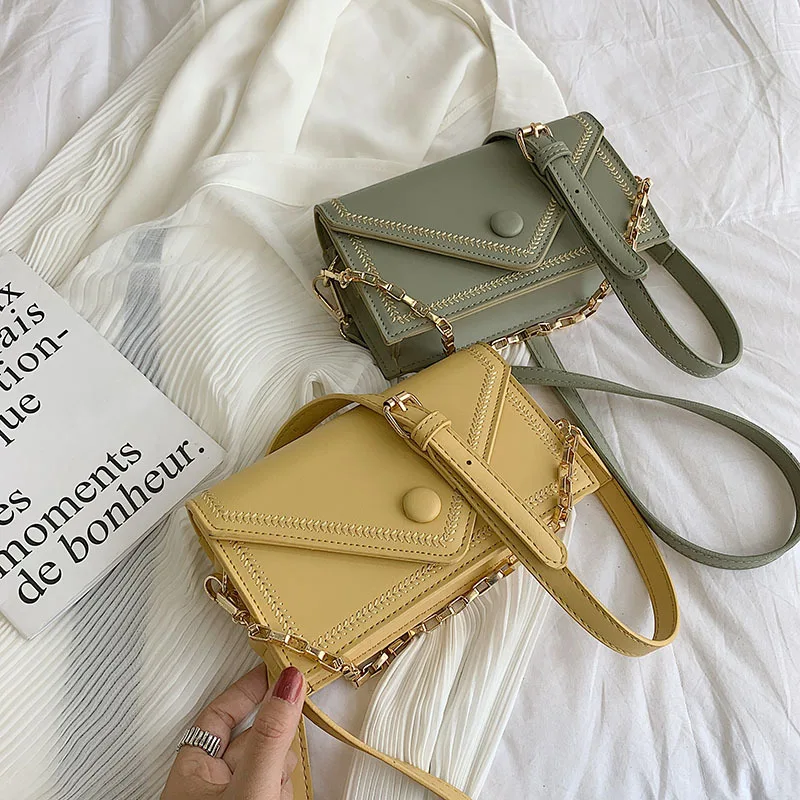 

New Women's Messenger Bag 2019 Summer Small Square Shoulder Bag Bag Simple Chain Handbag Famous Brand Designer Crossbody Bag