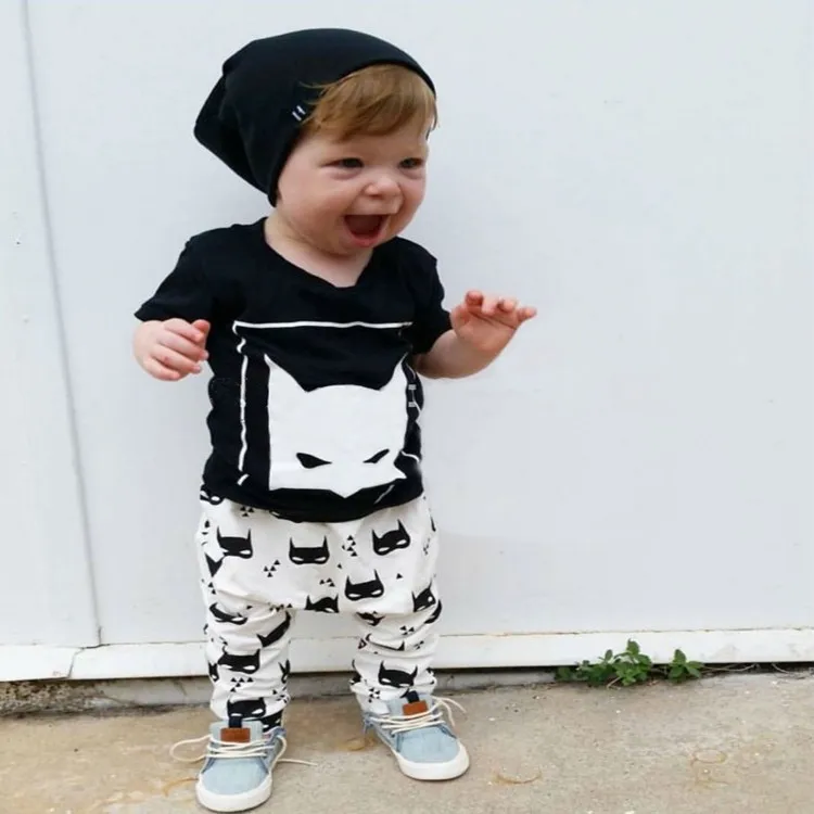 

2019 New fashion boys clothes set Infant Clothes Unisex short sleeve Cartoon T-shirt + pants 2 pieces Newborn baby clothes