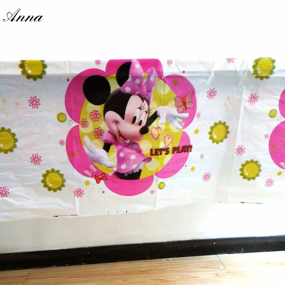 

108x180cm Minnie Mouse Birthday Party Decorations Tablecloth Kids Kids Birthday Decoration Table Cloth Boys Favor Set