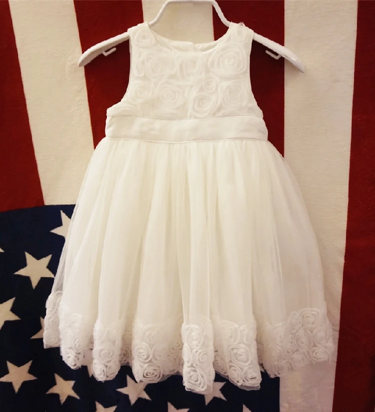 Белое платье принцессы с цветочным рисунком для маленьких девочек, вечерние платья на день рождения, милое платье с пачкой, от 9 месяцев до 36